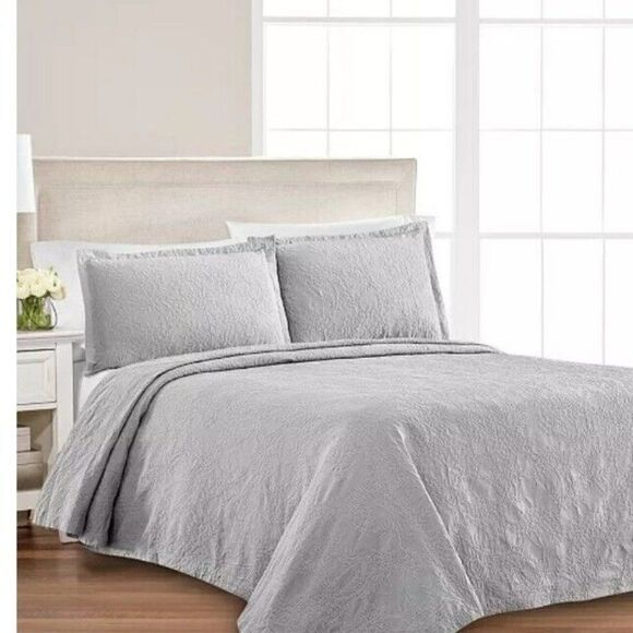 Martha Stewart Collection Floral Matelasse 100% Cotton, Light, Pastel, Green - Picture 1 of 4